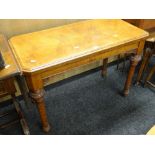 Nineteenth century carved pollard oak foldover card table with green baize surface, 96cms wide x