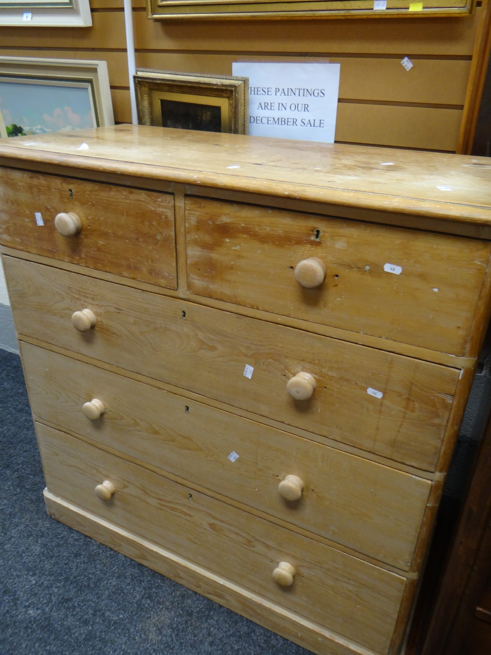 A vintage single door mirrored wardrobe with carved panels & three base drawers together with a pine - Image 2 of 2