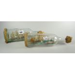 Two model sailing ships in bottles Condition Report: please request via email. Condition reports not