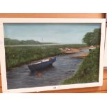 GRAHAM CLARKE painting - estuary with boats (being sold on behalf of Shelter Cymru) Condition