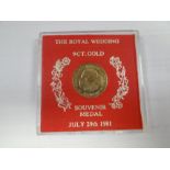 A Royal Wedding Souvenir medal July 29th 1980 9ct Gold