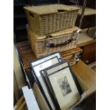 Small quantity of assorted mainly monochrome engravings together with Paris street scene