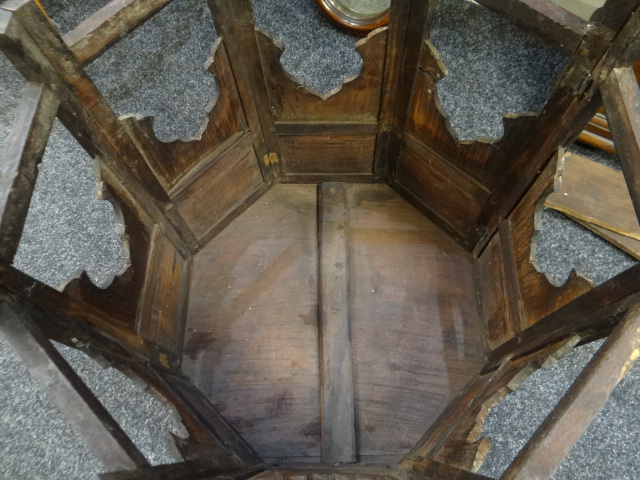 An Islamic-type octagonal table with inlay together with vintage mahogany two-branch hanging hat & - Image 10 of 12