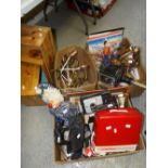 A large parcel of mixed items including antique coaching lamp, quantity of rock / pop vinyl LPs,