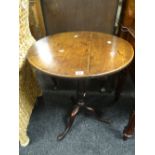 An antique elm circular top tripod table, 70cm high Condition Report: please request via email.