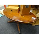 Reproduction yew wood oval occasional table