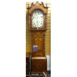 A good nineteenth century marquetry encased eight-day longcase clock with unusual marquetry with