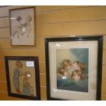 Three framed prints - 'The Cherub Choir', 'Popularity' & 'Further Children', framed & glazed