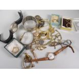 Two bags of mixed jewellery & watches including small gold content Condition Report: please