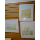 A trio of framed limited edition prints by HUNT of country fields Condition Report: please request