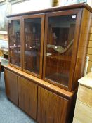 Modern rosewood finish two stage bookcase cabinet