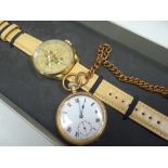 An XO retro vintage military DNA gents wristwatch together with a gold plated antique pocket watch &