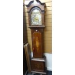 An Edwardian inlaid mahogany brass dial eight-day longcase clock with silvered chapter ring & Arabic