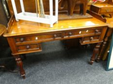 An antique mahogany kneehole desk (distressed), 120wx52dx80hcms Condition Report: please request via