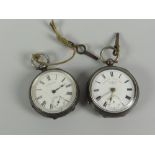 Two antique silver gents pocket watches Condition Report: please request via email. Condition