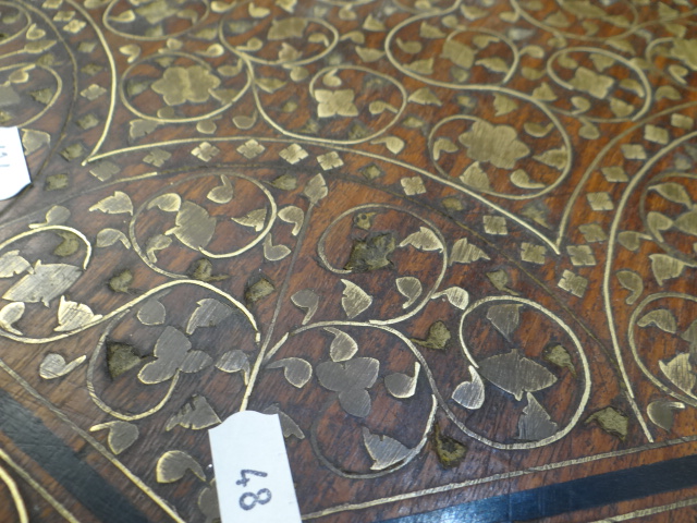 An Islamic-type octagonal table with inlay together with vintage mahogany two-branch hanging hat & - Image 4 of 12