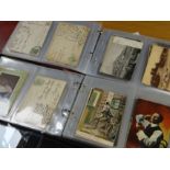 Two good albums of vintage postcards including Welsh topographical, thespian and comic