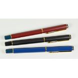 THREE LATE 1980s / EARLY 1990s PARKER 88 FOUNTAIN PENS & BALLPOINT PEN one Place Vendome maroon /