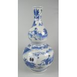 CHINESE PORCELAIN BLUE & WHITE DOUBLE GOURD VASE overall decorated with figures within landscapes,