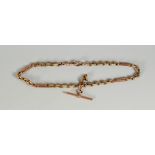 9CT GOLD DOUBLE ALBERT WATCH CHAIN with T-bar & drop, 30.5 grams approx. Condition Report: good
