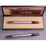 MODERN BRUSHED CHROME SHEAFFER TRIUMPH 444 FOUNTAIN PEN in original box with instructions &