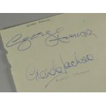 GEORGE HARRISON AUTOGRAPH signed 20/6/1990 at a recording of The Wogan Show, broadcast on 22/8/1990;