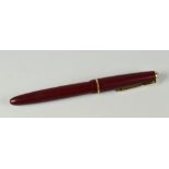 VINTAGE RED PARKER DUOFOLD STANDARD with original 14ct gold nib & gold plated trim