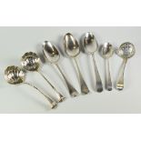 PARCEL OF ASSORTED 18TH CENTURY & LATER SILVER SPOONS, to include a pair of shell and scroll ladles,