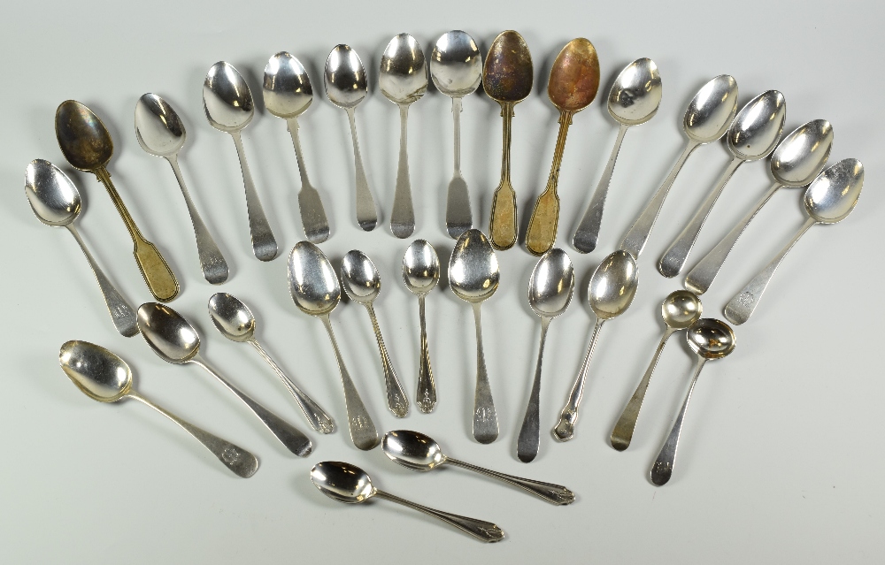 PARCEL OF ASSORTED SILVER SPOONS, to include fiddle and thread pattern, mixed hallmarks to include