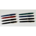 THREE VINTAGE PARKER SLIMFOLD LADY FOUNTAIN PENS one red, two black, four vintage Parker 17 Lady;