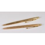 TWO VINTAGE ROLLED GOLD PARKER INTERNATIONAL CLASSIC BALLPOINT PENS