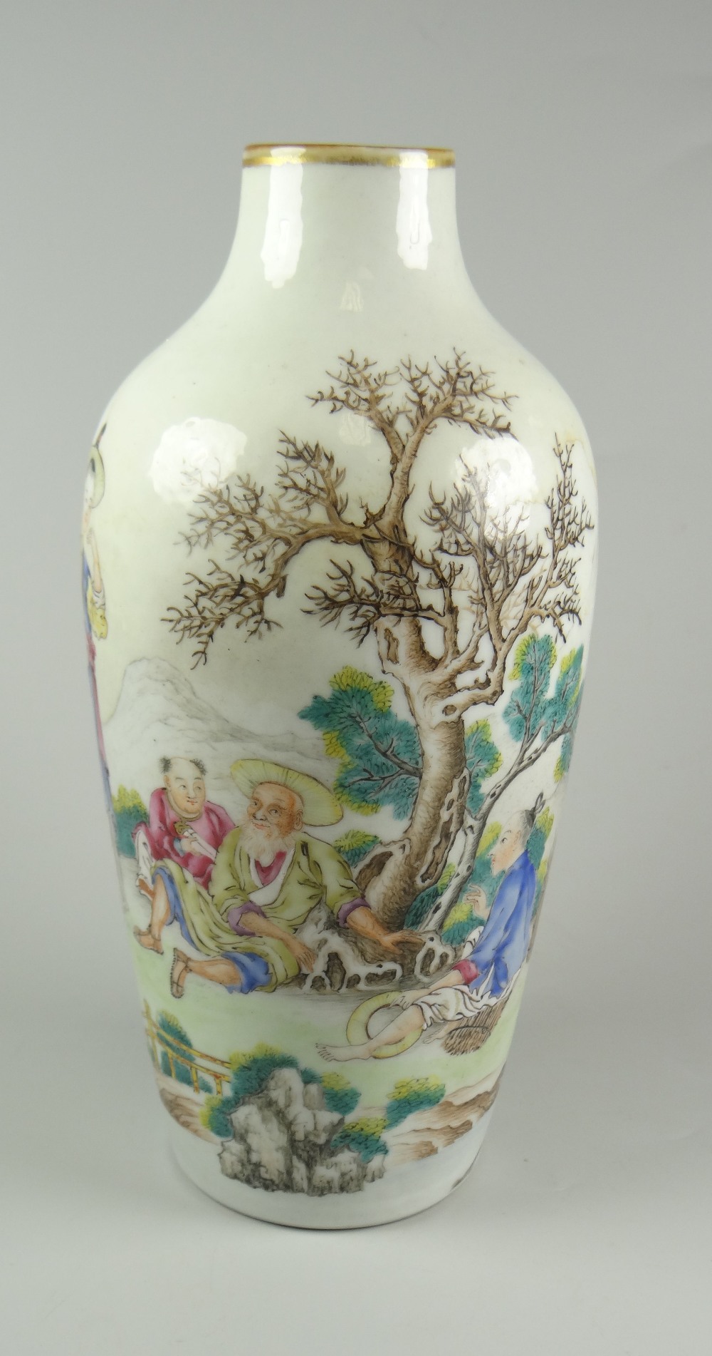 CHINESE EXPORT PORCELAIN FAMILLE ROSE VASE depicting various figures & animals in expansive - Image 3 of 17