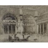 WILLIAM WALCOT etching - architectural study with figures, titled to mount 'The Frigidarium', signed