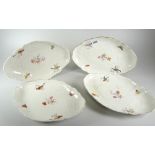 SET OF FOUR 19th CENTURY CONTINENTAL PORCELAIN HAND PAINTED OVAL SERVING PLATES painted with