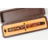 VINTAGE BASKETWEAVE ROSE SILVER & BURGUNDY PARKER VICTORY MK I (1941-1946) FOUNTAIN PEN with