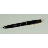 A VINTAGE BLACK PARKER DUOFOLD SENIOR FOUNTAIN PEN with original 14ct nib, in original box with