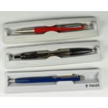 TWO PARKER VECTOR BALLPOINT PENS including one black, one red together with one black Parker