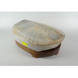 SPECIMEN HARDSTONE TURTLE SHELL ON HARDWOOD BASE the shell with incised scale-like decoration, 21cms