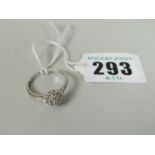 9CT WHITE GOLD DIAMOND CHIP FLOWER HEAD RING, 1.7grams, in box. Condition Report: Good overall
