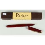 VINTAGE RED PARKER 17 LADY FOUNTAIN PEN with chalk marks to barrel, in original box with