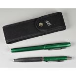 MODERN GREEN PARKER REFLEX FOUNTAIN & BALLPOINT PEN SET in black Parker pouch