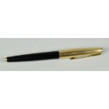 VINTAGE BLACK PARKER 65 CUSTOM FOUNTAIN PEN with 12ct rolled gold cap