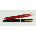 TWO VINTAGE PARKER DUOFOLD STANDARD FOUNTAIN PENS with original 14ct gold nibs
