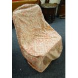 A RARE COTTON CHAIR COVER FROM QUEEN VICTORIA AT WINDSOR CASTLE patterned in red with three