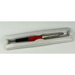 MODERN RED PARKER JOTTER FOUNTAIN PEN with brushed steel cap & nib, with chrome trim, in original