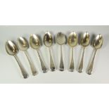 GROUP OF EARLY 19TH CENTURY SILVER SERVING SPOONS, to include set of four spoons London 1804 (