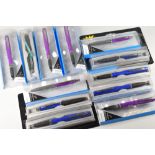 COLLECTION OF MODERN PARKER REFLEX PENS including seven fountain pens (three blue, four purple),