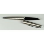 VINTAGE STAINLESS STEEL PARKER 45 FLIGHTER FOUNTAIN PEN with silver tail cap, steel nib & chrome