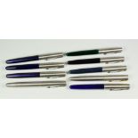 NINE MODERN PARKER FRONTIER FOUNTAIN PENS all with steel nibs