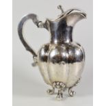 NORWEGIAN SILVER COFFEE POT BY DAVID ANDERSEN, of lobed form raised on four scroll feet. Fully